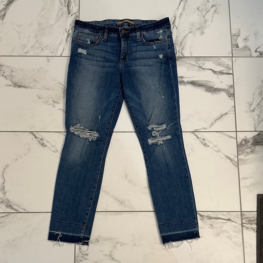 Joe's Jeans Dark Blue Distressed Ankle Jeans